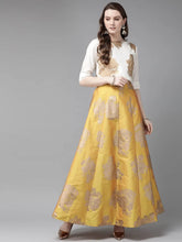 Mustard Taffeta Silk Foil Print Lehenga Choli Set